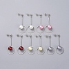 Glass Pearl Dangle Stud Earrings EJEW-JE03964-1