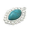 304 Stainless Steel with Dyed Synthetic Turquoise Pendants STAS-G374-05S-09-2