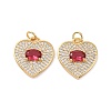 Heart Brass Micro Pave Cubic Zirconia Pendants KK-G435-01G-02-2