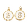 Brass Micro Pave Clear Cubic Zirconia Charms ZIRC-J040-44G-06-2