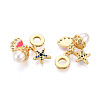 Brass Micro Pave Clear Cubic Zirconia Pendants X-KK-N271-05G-2