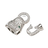 Brass Micro Pave Cubic Zirconia Fold Over Clasps ZIRC-L062-K01-P-1-3
