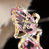 Leaf & Dragonfly Brass Glass Finger Rings FS-WGB6037-05-1
