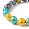 Dyed Natural Pearl Beaded Stretch Bracelet for Kids BJEW-JB09189-01-4
