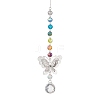 Chakra Glass Beads & Brass Butterfly Hanging Suncatchers HJEW-JM04683-2