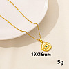 Stylish Stainless Steel Rhinestones Flat Round with Evil Eye Pendant Necklace QQ6499-2-1