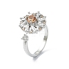 Flower Rotatable Open Cuff Rings for Women RJEW-G333-01G-4