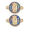 Alloy Micro Pave Colorful Cubic Zirconia Holy Virgin Mary Connector Charms with Enamel FIND-Z061-06G-02-1