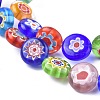 Flat Round Handmade Millefiori Glass Beads X-LK-R004-21-3