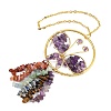 Butterfly Brass & Natural Amethyst Pendant Decorations HJEW-Z007-04G-06-3