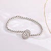 Brass Micro Pave Clear Cubic Zirconia Beaded Stretch Bracelets for Women FS-WG5260F-18-1
