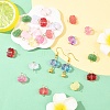 24Pcs 8 Colors Lotus Flower Transparent Glass Connector Charms PALLOY-YW00110-4