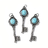Key Brass Synthetic Turquoise Big Pendants KK-D361-01AS-31-1