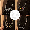 4Pcs 4 Styles Brass & 304 Stainless Steel Double Layer Chains for Jeans Pants with Alloy Star Charms AJEW-GO00009-5