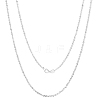 Rhodium Plated 925 Sterling Silver Thin Dainty Link Chain Necklace for Women Men JN1096B-01-1