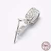 Anti-Tarnish Rhodium Plated 925 Sterling Silver Micro Pave Cubic Zirconia Pendant Bails STER-P034-43P-6