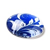 Blue and White Floral Printed Glass Cabochons X-GGLA-A002-18mm-XX-4