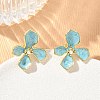 Brass Enamel Stud Earrings for Women KK-CBA760A-11G-04-1