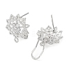 Hollow Flower Brass Micro Pave Cubic Zirconia Stud Earrings Finding KK-E083-14P-2