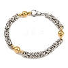 201 Stainless Steel Byzantine Chain Bracelets for Women BJEW-B143-11GP-4