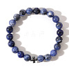 Natural Sodalite Round Beads Stretch Bracelets GN0417-2-2