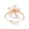 Flower Copper Wire Wrapped Pearl Finger Rings RJEW-TA00027-5