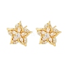 Flower Brass Micro Pave Clear Cubic Zirconia Stud Earrings EJEW-F400-01D-G-2
