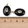Natural Obsidian & Cubic Zirconia Pendants G-Z076-01G-12-3