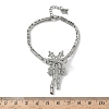 Bowknot Brass Micro Pave Cubic Zirconia Link Chain Bracelets for Women BJEW-A279-01P-5