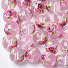 Printed & Spray Painted Transparent Glass Beads X-GLAA-S047-04A-03-1