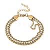 304 Stainless Steel & Rhinestone Rope Chain Double Layer Bracelets for Women BJEW-F540-07G-4