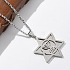 Hanukkah 304 Stainless Steel Star of David Pendant Necklaces NJEW-Z058-02P-2