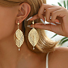 Brass Leaf Cutout Tassel Vintage Hoop Earrings for Women HD1644-1