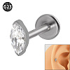 G23 Titanium Cubic Zirconia Horse Eye 17 Gauge Threadless Labrets for Women Men WG9E7C9-15-1