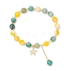 Natural Dyed Striped Agate Round Beaded Bracelets BJEW-JB11936-02-2