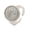 Real Platinum Plated Brass Micro Pave Clear Cubic Zirconia Cuff Rings RJEW-L113-018P-05-1