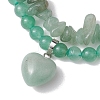 2pcs 2 Styles 6mm Round & Chip Natural Green Aventurine Beaded Stretch Bracelet Sets BJEW-TA00517-02-3