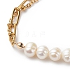 Natural Pearl & Polymer Clay Beaded Bracelet with 304 Stainless Steel Paperclip Chains for Women BJEW-JB08844-4