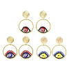 Evil Eye Handmade Glass Seed Beads Dangle Stud Earrings EJEW-MZ00371-2