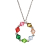 Colorful Acrylic Beaded Ring Pendant Necklaces NJEW-JN04596-02-1