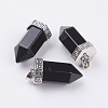 Natural Dyed & Heated Black Agate Pointed Pendants G-E442-03P-1