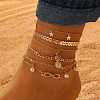 Alloy Multi layer Star Infinity Pineapple Charm Anklets Sets WH-WG77726-01-1