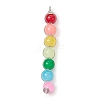Colorful Imitation Jade Glass Round Bead Pendants PALLOY-JF02449-02-1