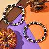Halloween Skull Acrylic Beaded Stretch Bracelets BJEW-JB14347-02-1
