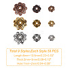 GOMAKERER 450Pcs 9 Styles  Tibetan Style Alloy Flower Bead Caps TIBE-GO0001-01-2