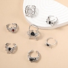 7Pcs Alloy Rhinestone Cuff Rings PW-WG20569-01-2