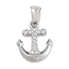 304 Stainless Steel Micro Pave Cubic Zirconia Pendants STAS-D112-03P-04-1