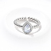 Teardrop Brass Micro Pave Cubic Zirconia Cuff Bangles & Rings Sets for Women SJEW-R002-04P-01-2