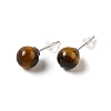 Natural Tiger Eye Stud Earrings G-B075-02P-07-1