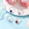 Handmade Polymer Clay Rhinestone Finger Rings for Women RJEW-JR00920-01-1